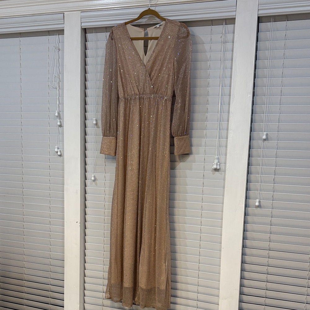 Baltic Born Shimmering Gold Long Sleeve Dress
